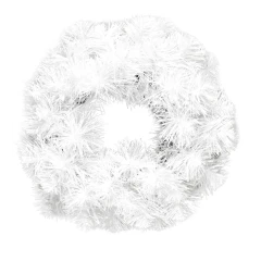 Венок новогодний - 10 белый с блеском, d-35 см. (1)