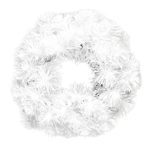 Венок новогодний - 10 белый с блеском, d-35 см. (1)