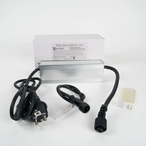 Импульсный источник питания для двустороннего неона 220/24 В, 200 Вт, 1.5 м, черный, с вилкой