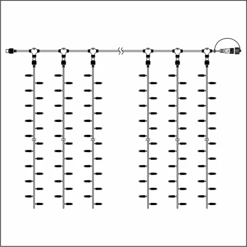 Гирлянда Занавес 220 В, 2x6 м, белый провод, каучук (резина), тёплый белый, с мерцанием
