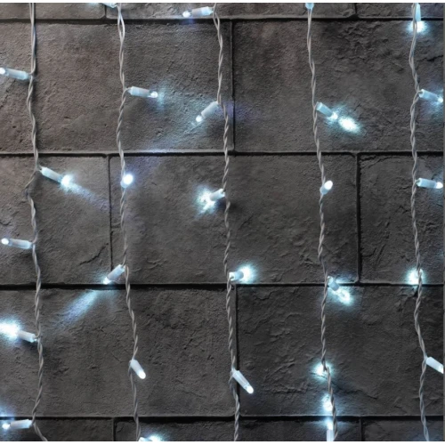 Гирлянда Занавес 220 В, 2x9 м, белый провод, каучук (резина), белый, с мерцанием