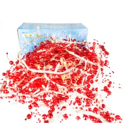 Электрогирлянда Рис с декором из розовых бус 200 лампочек, 8 режимов, прозрачный провод, белый цвет