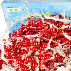 Электрогирлянда Рис с декором из розовых бус 200 лампочек, 8 режимов, прозрачный провод, белый цвет