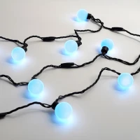 Гирлянда с шариками, 220 В, 5 м, чёрный провод, ПВХ, синий