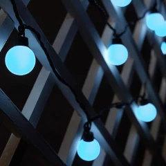 Гирлянда с шариками, 220 В, 5 м, чёрный провод, ПВХ, синий