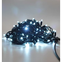 Гирлянда Нить, 24 В, 10/1 м, чёрный провод, каучук (резина), белый, без мерцания