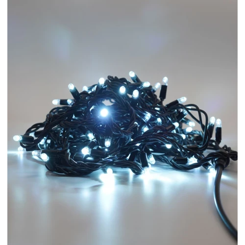 Гирлянда Нить, 24 В, 10/1 м, чёрный провод, каучук (резина), белый, без мерцания