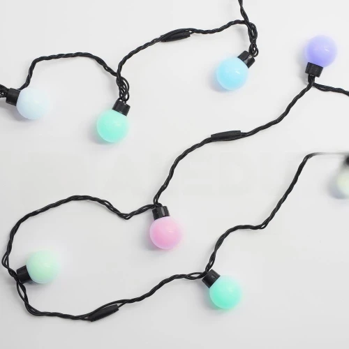 Гирлянда с шариками, 220 В, 5 м, чёрный провод, ПВХ, RGB