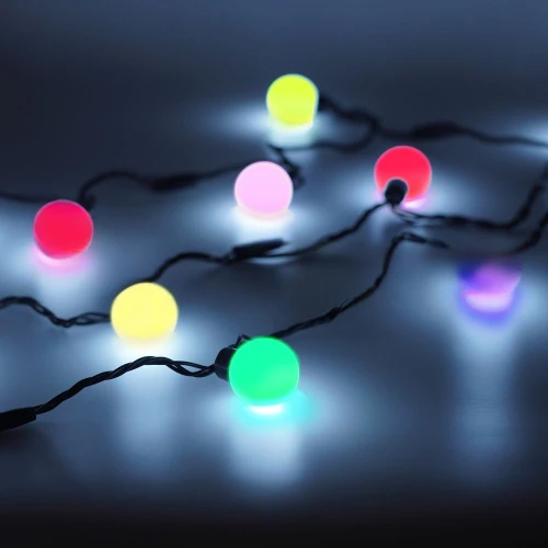 Гирлянда с шариками, 220 В, 5 м, чёрный провод, ПВХ, RGB