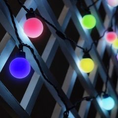 Гирлянда с шариками, 220 В, 5 м, чёрный провод, ПВХ, RGB