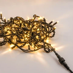 Гирлянда Нить, 220 В, 10/1 м, чёрный провод, каучук (резина), тёплый белый, без мерцания