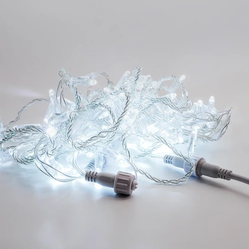Гирлянда Нить, 220 В, 10 м, прозрачный провод, ПВХ, белый, без мерцания