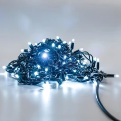 Гирлянда Нить, 220 В, 10 м, IP54, чёрный провод, ПВХ, белый, без мерцания