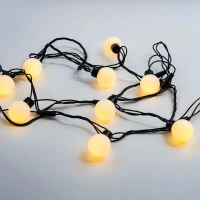 Гирлянда с шариками, 220 В, 5 м, чёрный провод, ПВХ, тёплый белый