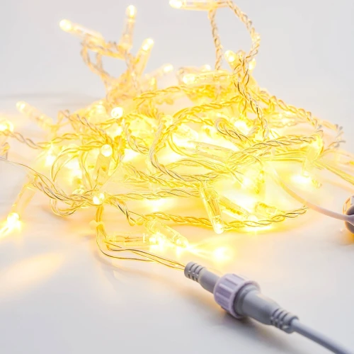 Гирлянда Нить, 220 В, 10/1 м, прозрачный провод, ПВХ, тёплый белый, без мерцания