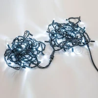 Гирлянда Нить, 220 В, 10/1 м, чёрный провод, ПВХ, белый, с мерцанием