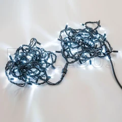 Гирлянда Нить, 220 В, 10/1 м, чёрный провод, ПВХ, белый, с мерцанием