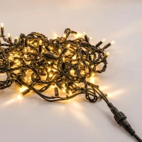 Гирлянда Нить, 220 В, 10 м, чёрный провод, каучук (резина), тёплый белый, без мерцания