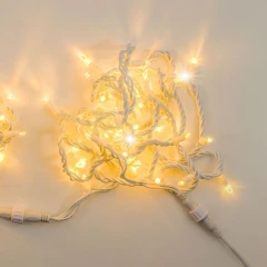 Гирлянда Нить, 220 В, 10/1 м, белый провод, ПВХ, тёплый белый, с мерцанием