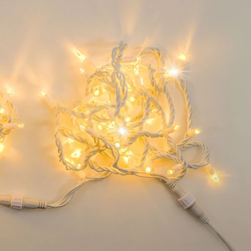Гирлянда Нить, 220 В, 10/1 м, белый провод, ПВХ, тёплый белый, с мерцанием