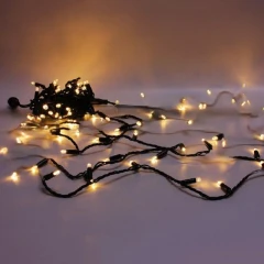 Гирлянда Нить, 220 В, 10/1 м, чёрный провод, ПВХ, тёплый белый, без мерцания