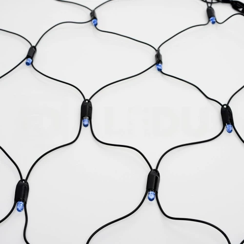 Светодиодная сеть 2х2 м, чёрный провод, ПВХ, синий, без мерцания