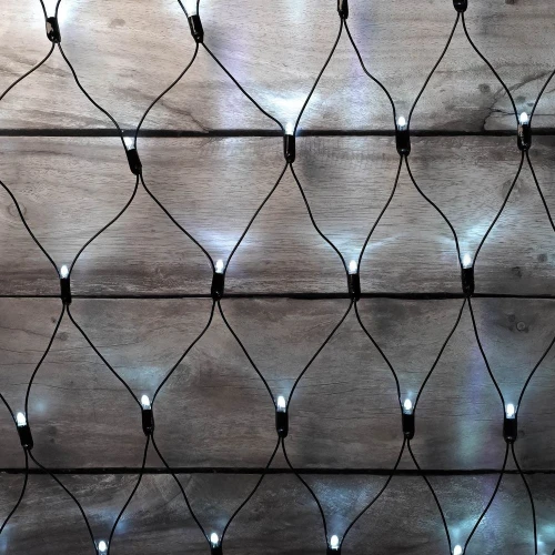 Светодиодная сеть 2х2 м, чёрный провод, ПВХ, белый, без мерцания