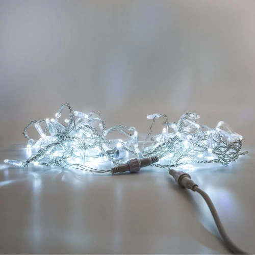 Гирлянда Нить, 220 В, 10 м, прозрачный провод, ПВХ, белый, с мерцанием