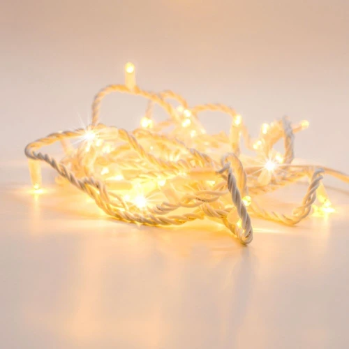 Гирлянда Нить, 220 В, 10 м, IP54, белый провод, ПВХ, тёплый белый, без мерцания