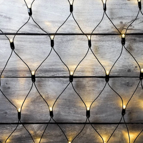 Светодиодная сеть 2х2 м, чёрный провод, ПВХ, тёплый белый, без мерцания