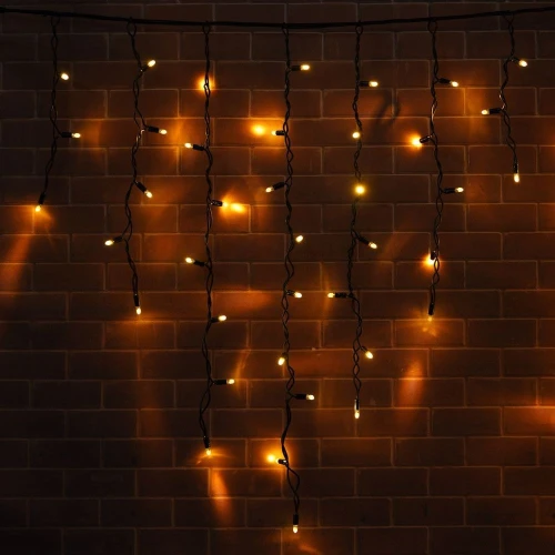 Гирлянда Бахрома (Айсикл), 220 В, 3x0.9 м, чёрный провод, каучук (резина), тёплый белый, без мерцани