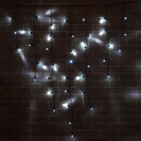 Гирлянда Бахрома (Айсикл), 220 В, 3x0.9 м, чёрный провод, каучук (резина), тёплый белый, с мерцанием