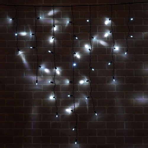 Гирлянда Бахрома (Айсикл), 220 В, 3x0.9 м, чёрный провод, каучук (резина), тёплый белый, с мерцанием