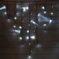 Гирлянда Бахрома (Айсикл), 220 В, 3x0.9 м, чёрный провод, каучук (резина), белый, с мерцанием