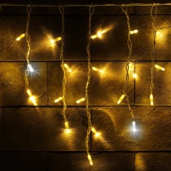 Гирлянда Бахрома (Айсикл), 220 В, 3x0.5 м, белый провод, каучук (резина), тёплый белый, с мерцанием