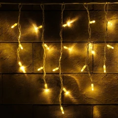 Гирлянда Бахрома (Айсикл), 3x0.5 м, белый провод, каучук (резина), тёплый белый, без мерцания