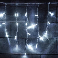 Гирлянда Бахрома (Айсикл), 220 В, 3x0.5 м, белый провод, каучук 2.3 мм (резина), белый, без мерцания