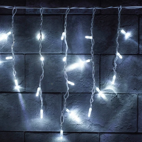 Гирлянда Бахрома (Айсикл), 220 В, 3x0.5 м, белый провод, каучук 2.3 мм (резина), белый, без мерцания