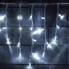 Гирлянда Бахрома (Айсикл), 220 В, 3x0.5 м, IP54, белый провод, ПВХ, белый, с мерцанием