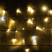 Гирлянда Бахрома (Айсикл), 220 В, 3x0.5 м, чёрный провод, каучук (резина), тёплый белый, с мерцанием