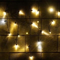 Гирлянда Бахрома (Айсикл), 220 В, 3x0.5 м, чёрный провод, каучук (резина), тёплый белый, с мерцанием