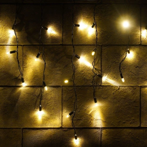 Гирлянда Бахрома (Айсикл), 220 В, 3x0.5 м, IP54, чёрный провод, ПВХ, тёплый белый, без мерцания