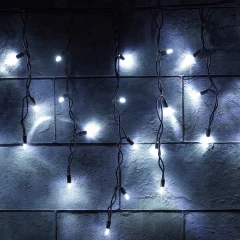 Гирлянда Бахрома (Айсикл), 220 В, 3x0.5 м, чёрный провод, каучук (резина), белый, с мерцанием