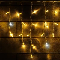 Гирлянда Бахрома (Айсикл), 220 В, 3x0.5 м, IP54, белый провод, ПВХ, тёплый белый, с мерцанием