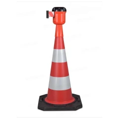 Конус сигнальный 90 см с вытяжной лентой 9 м