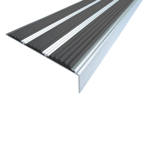 Противоскользящий алюминиевый угол-порог с тремя вставками 98 мм/5,6 мм/22,4 мм 2,7 м