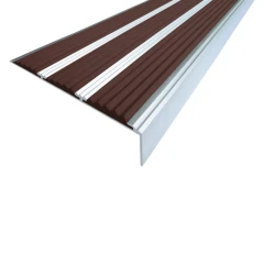 Противоскользящий алюминиевый угол-порог с тремя вставками 98 мм/5,6 мм/22,4 мм 2,7 м