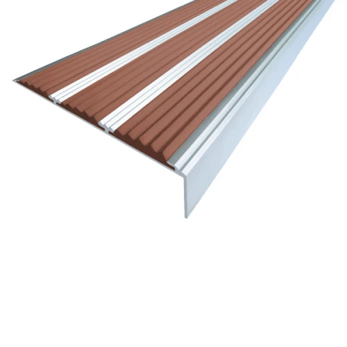 Противоскользящий алюминиевый угол-порог с тремя вставками 98 мм/5,6 мм/22,4 мм 2,7 м