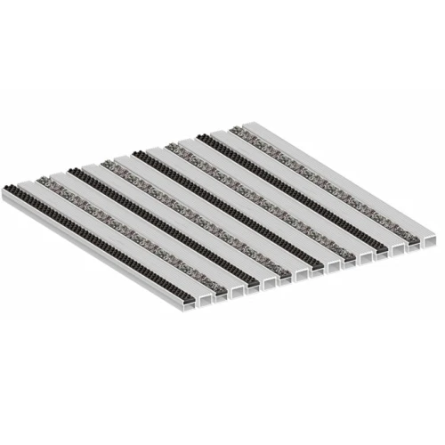 Алюминиевая грязезащитная решетка СТАНДАРТ ворс+щетка+широкий скребок