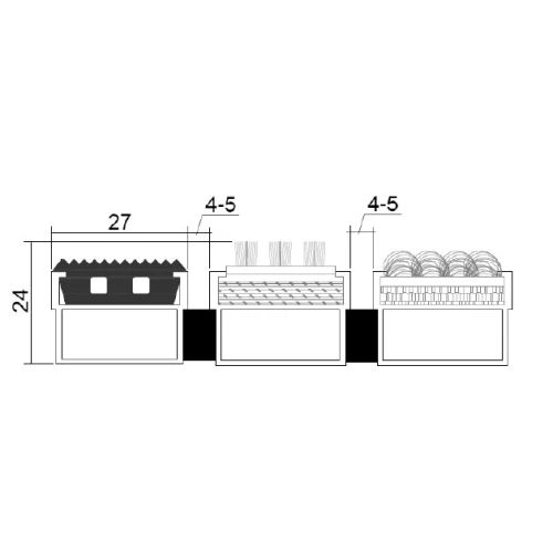 Алюминиевая грязезащитная решетка СТАНДАРТ резина+ворс+щетка